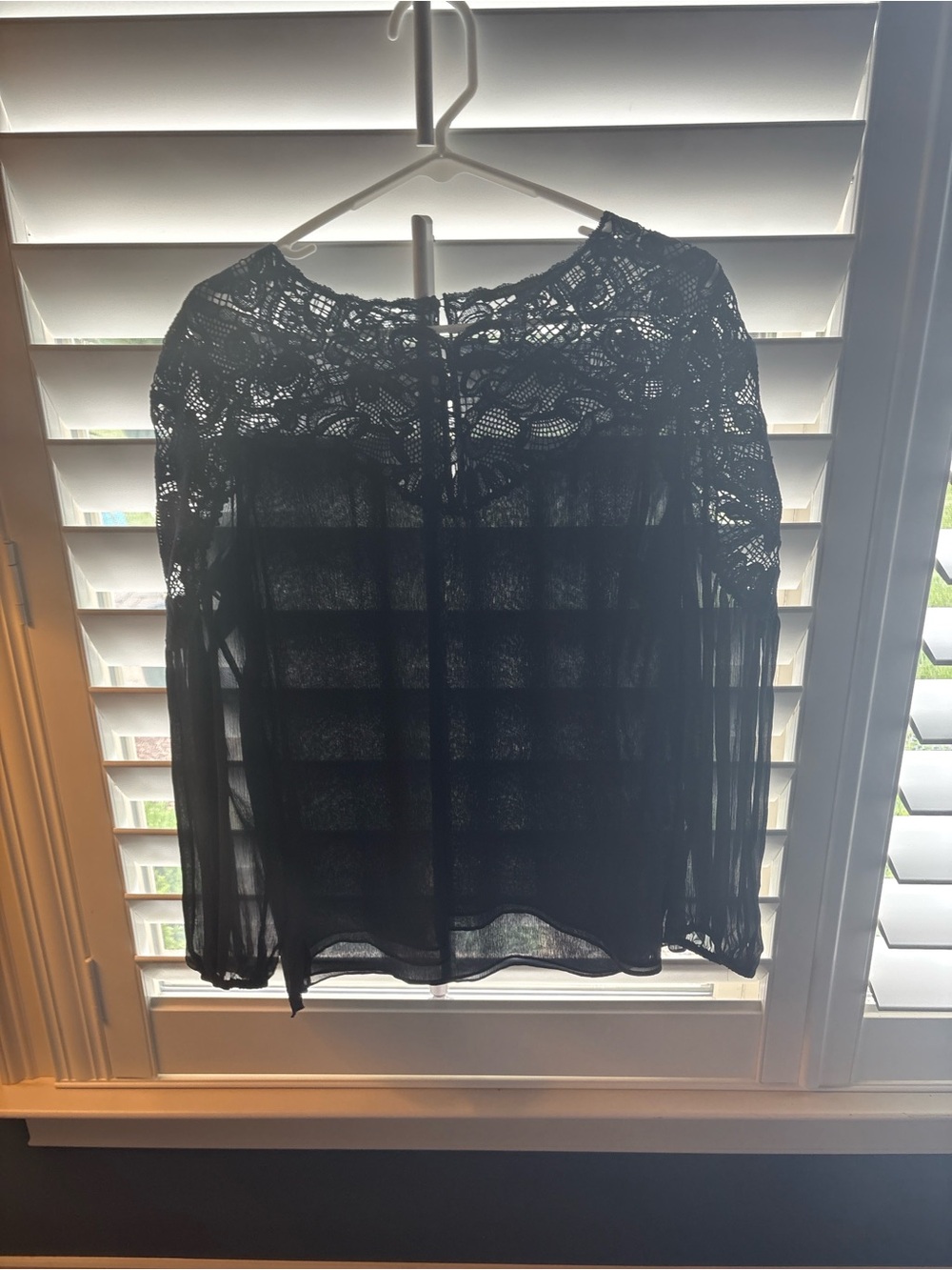 Kobi Halperin Black Lace Sheer Long-Sleeve Blouse